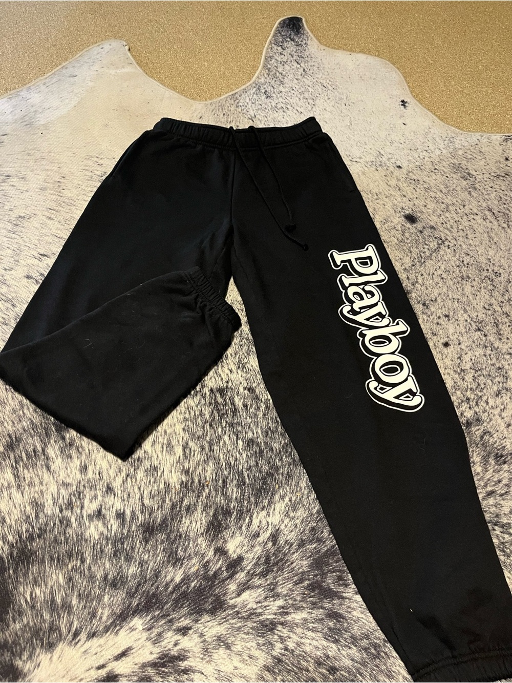 PLAYBOY Black Jogger Pants with Bold Side Logo